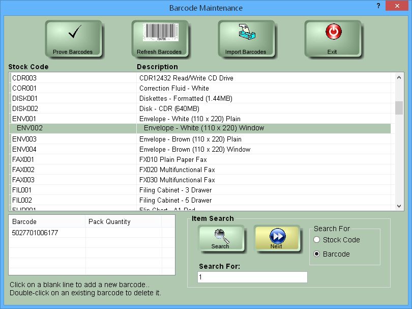 Barcode PrintingMaintaining the Barcode Database