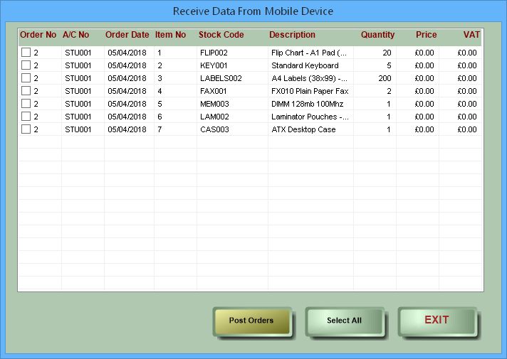 Barcode PrintingThe Received Data Screen